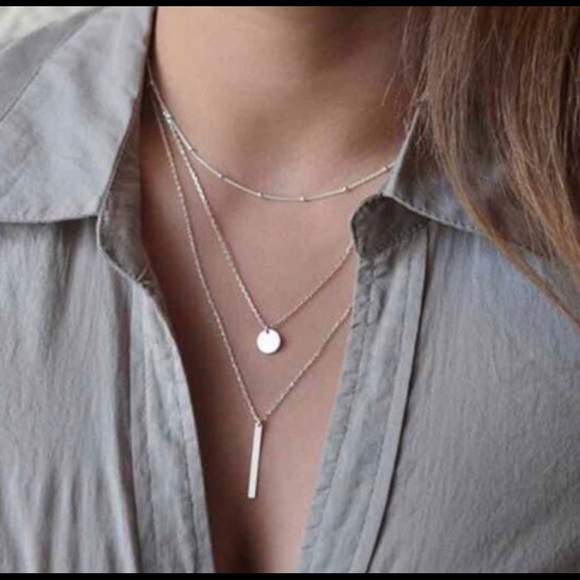 meraki Jewelry - Multi-layered Bar Coin Necklace {Silver}
